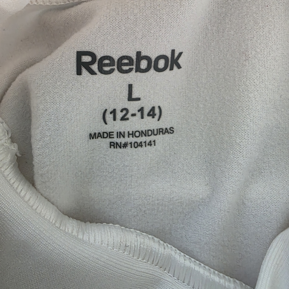 Reebok Youth L (12-14) White Playwarm Long Sleeve BreathableTop - Picture 3 of 6